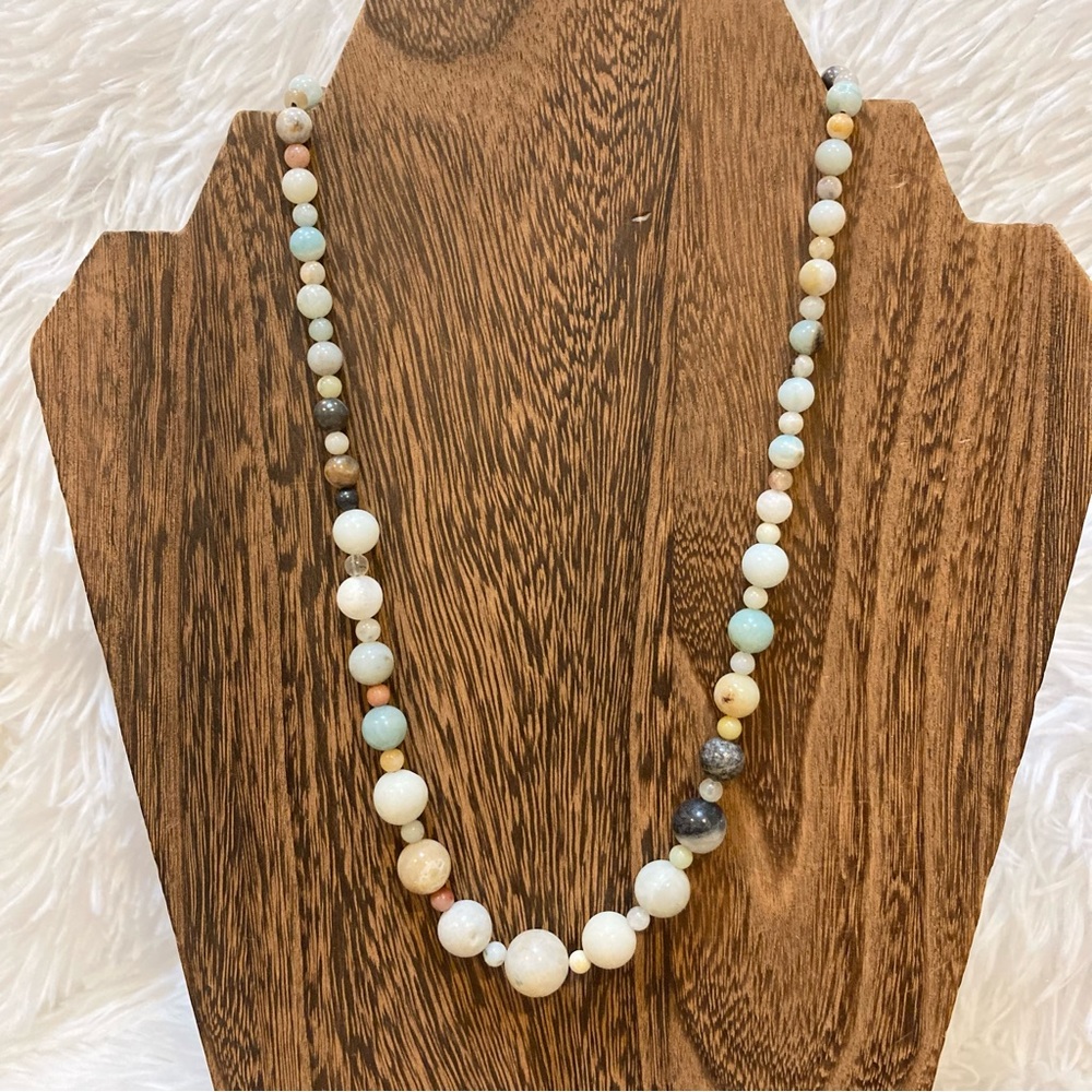 NWT Gemstone Amazonite Bead Necklace 18-30”